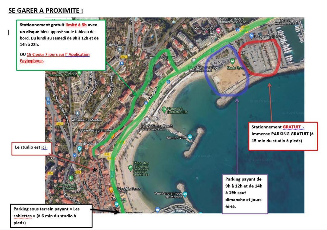 Charmant Studio Avec Coin Nuit - Vieille Ville Climatise Menton Ngoại thất bức ảnh